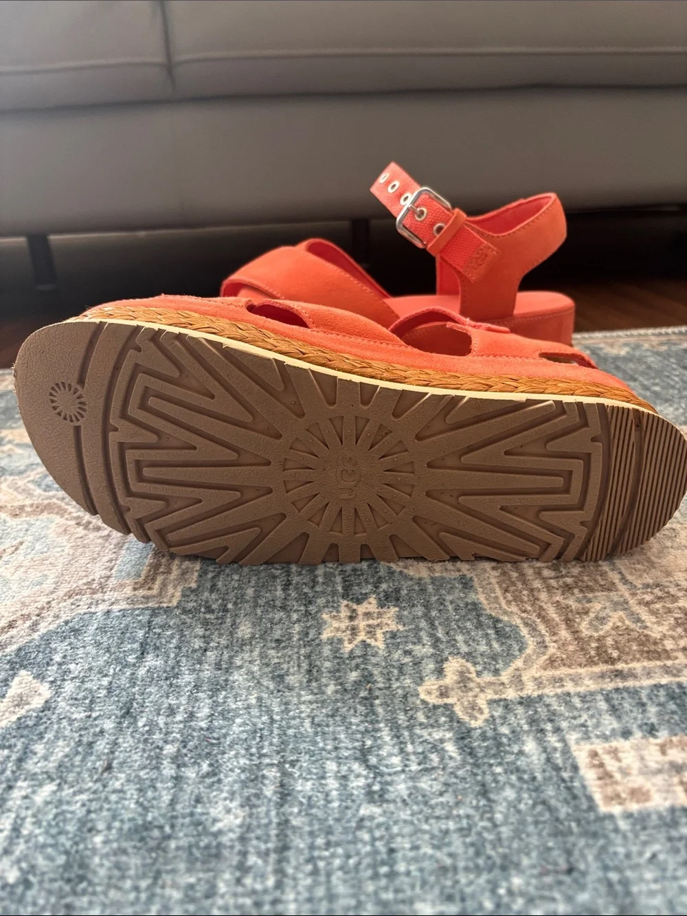 UGG Coral Suede Platform Sandal with Braided Espadrille Sole